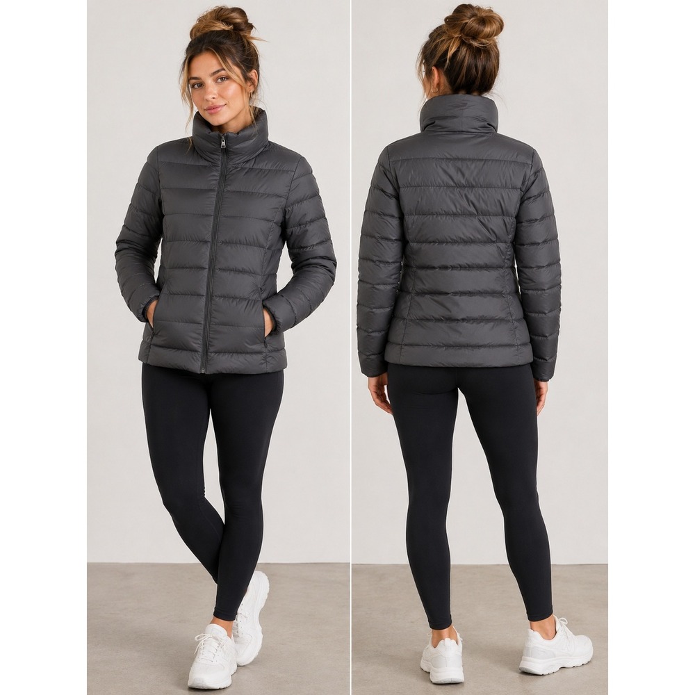 Uniqlo Ultra Light Down Jacket Womens Medium Black Puffer Full Zip